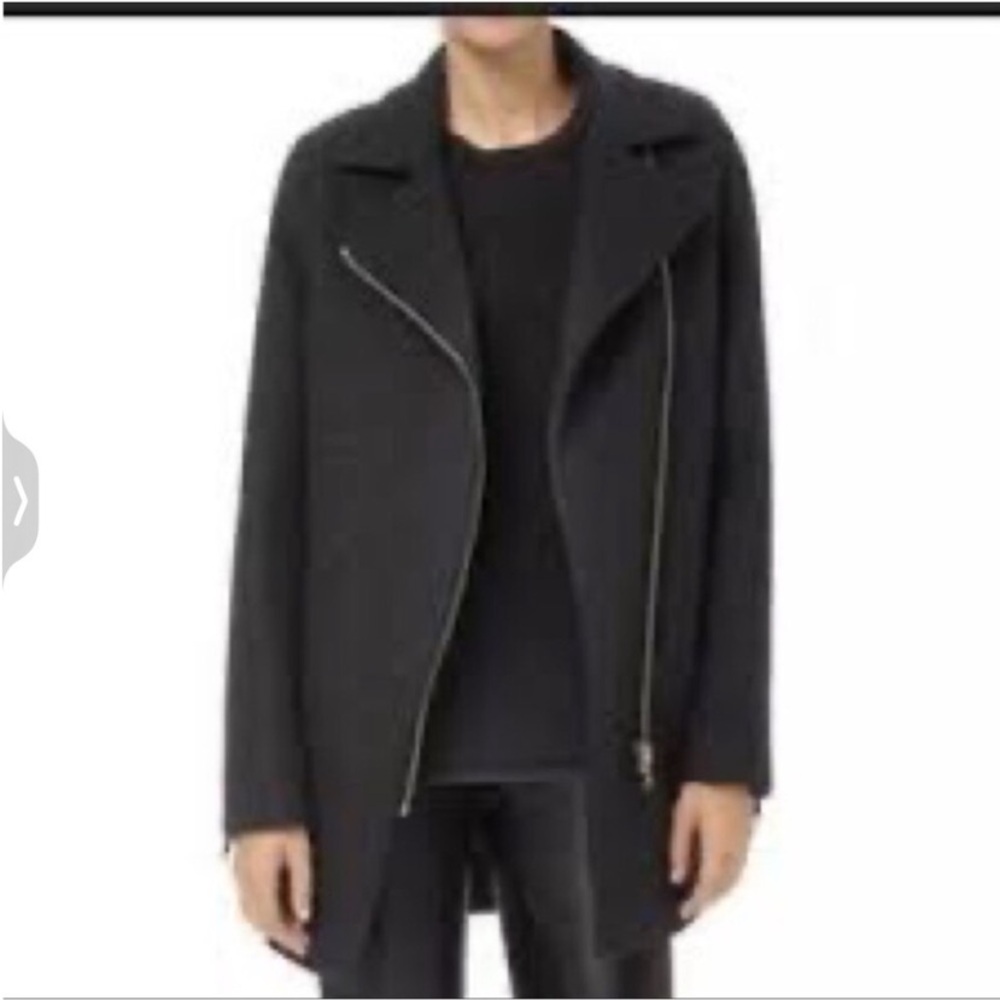 Aritzia Wilfred Free Dark Gray Wool Cashmere Blend Moto Coat